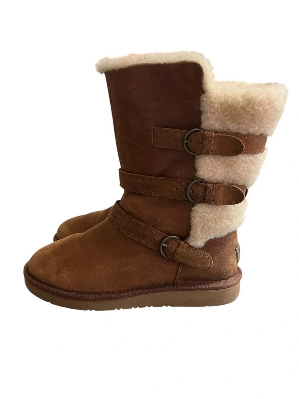 UGG Australia Becket Shearling Buckle Boots Chestnut Brown Women’s Size 8